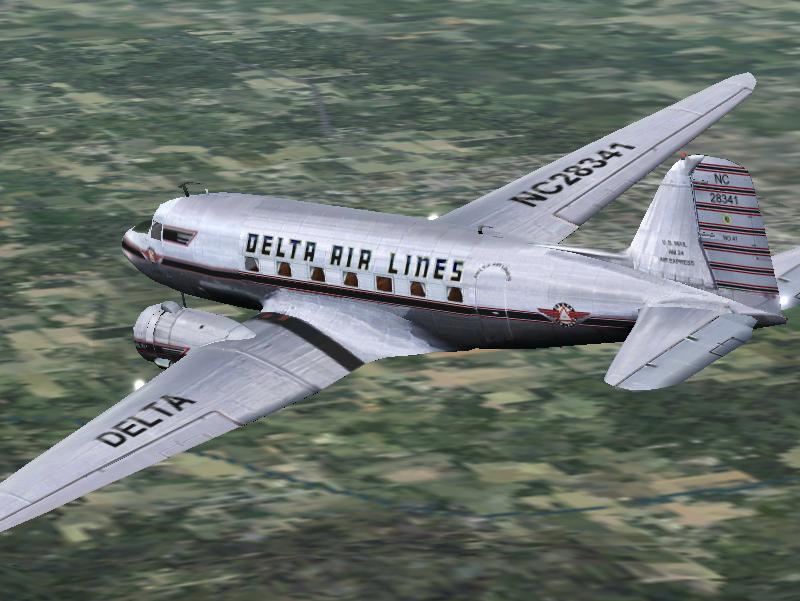 Fs2002 Douglas Dc-3 Delta Ship 41 Nc28341 Delta’s Ship 41, A Douglas Dc-3 Dakota With Wrig — 1
