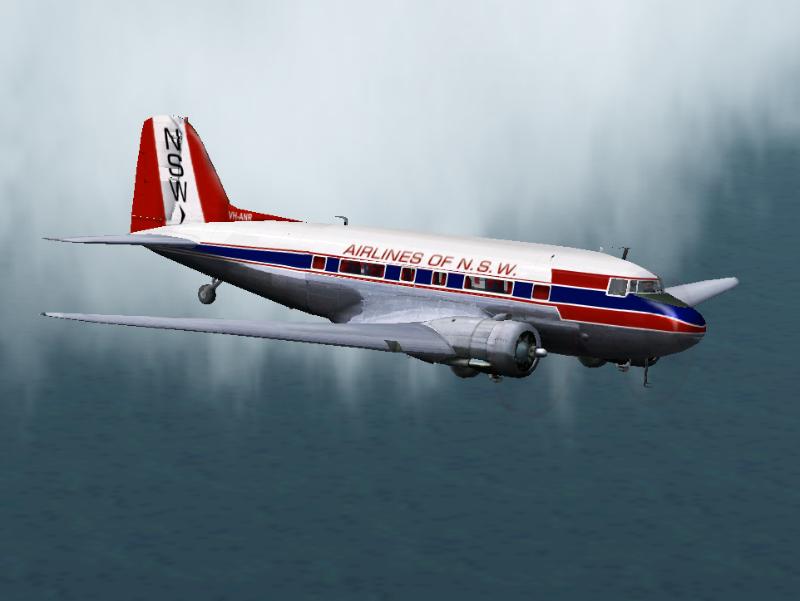 Fs2002 Douglas Dc-3 Viewmaster, Airlines Of New South Wales Vh-Anr (Wrights) Douglas Dc-3-