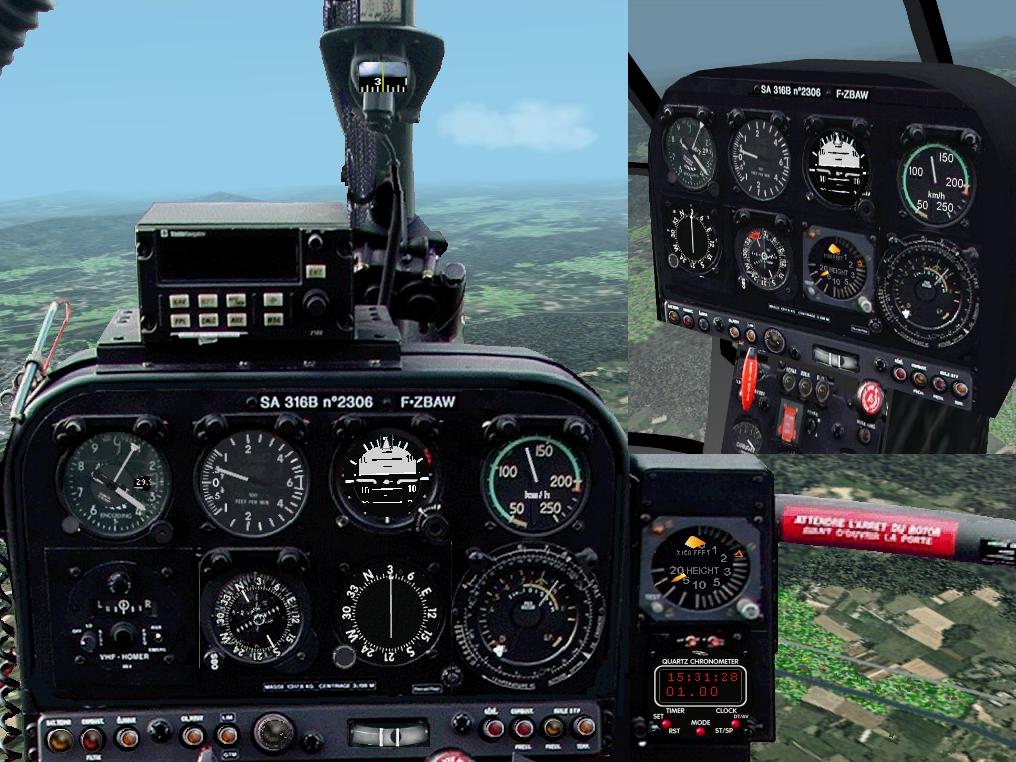 Fs2002 Panel Update For G-Max Alouette 3 To Combinate The Virtualcockpit With The Panel Fo