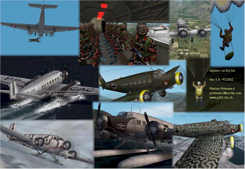 Fs2002 Junkers Ju52 Paratroops Skis Seaplane Ver 5.0 New Version Package; Paratrooper Drop — 1