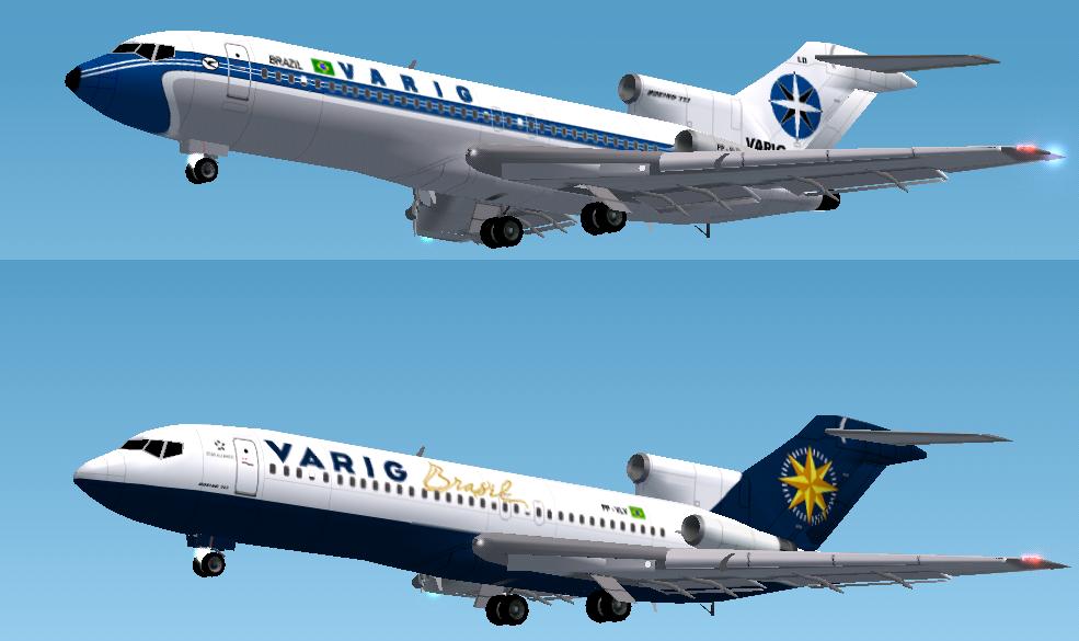Fs2002 Aircraft Varig Pack B727-100 Varig Brazil Air Lines Late 1980S And Mid 90S Original