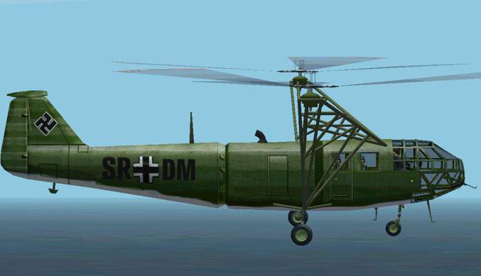 Focke Achgelis Fa223E Luftwaffe For Fs2002 - Transport, Sar, Antisubmarine, Trainer Helico