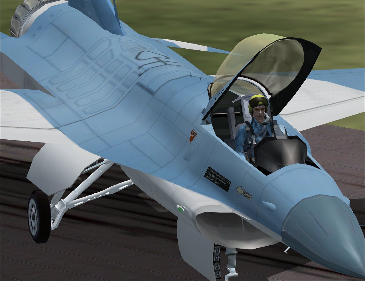 Fs2002 F-16 Falcon In Blue & White Civilian Colors — 1