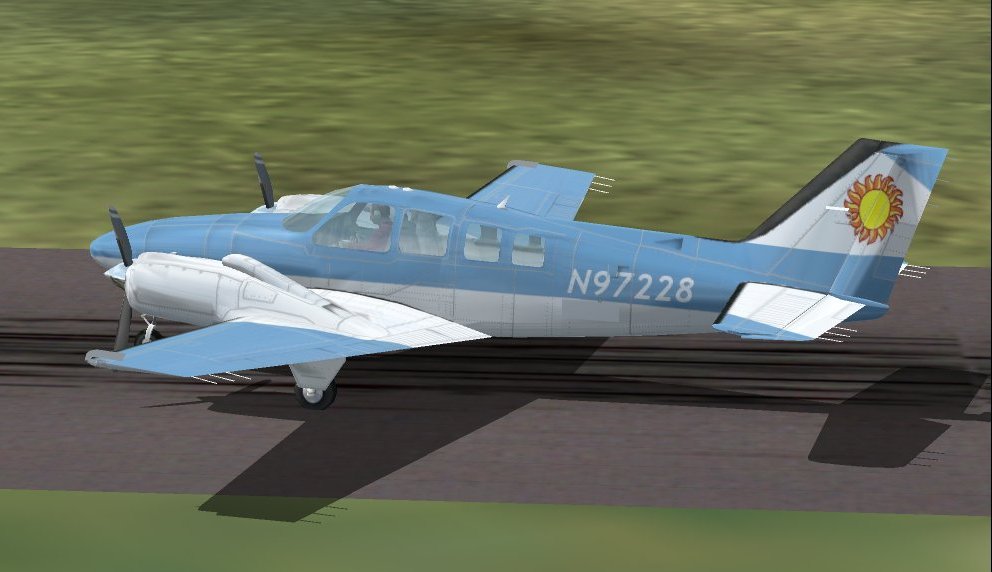 Default Fs2002 Beech Baron 58 As Blue & White, Fictional Registration N97228