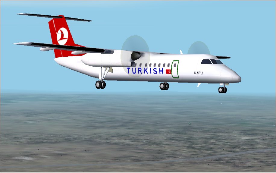 Fs2002 Turkish Airlines Dash 8-300 This Aircraft Is From Widerøe Gmax Model Is Suitable As