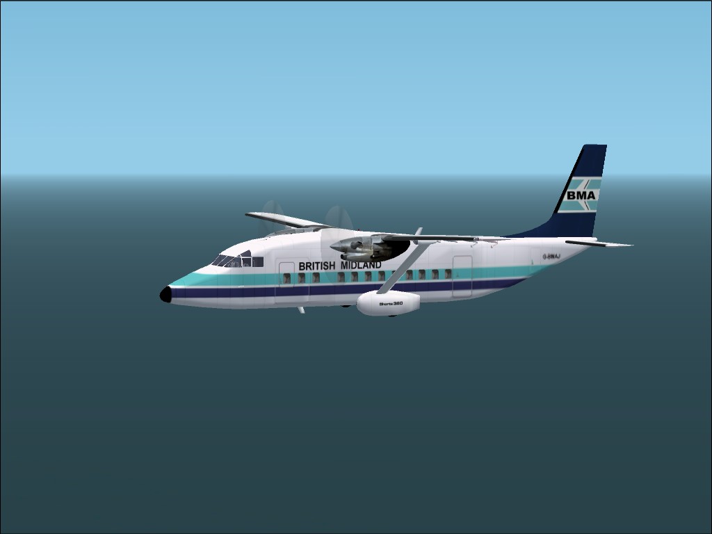 Fs2002 Shorts 360 British Midland Aircraft By Mike Stone, G-Max Full Animation And Reflect