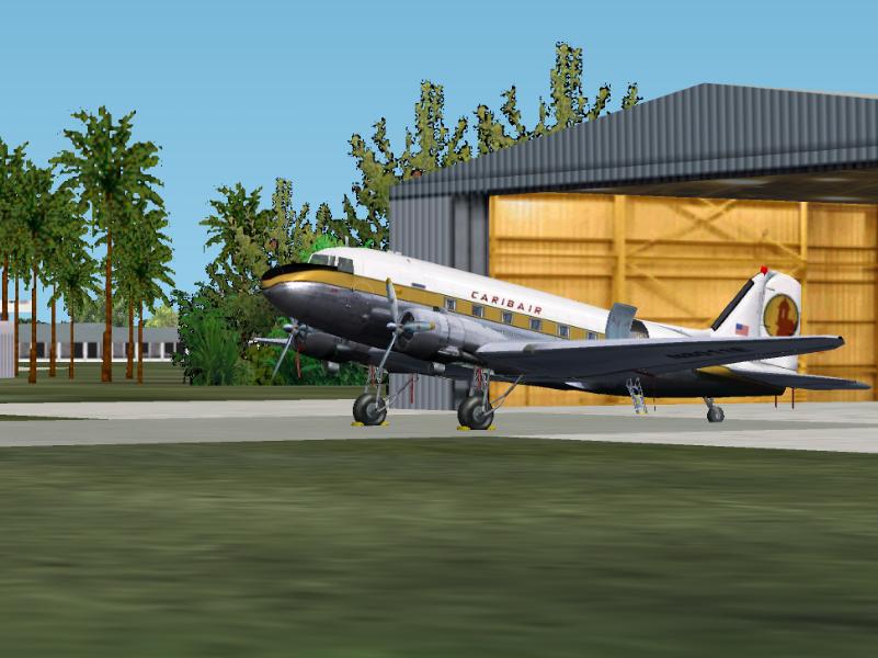 Fs2002 Douglas Dc-3 Caribair N8011E - This Caribair Dc-3 Was Destroyed In 1972 When Used F