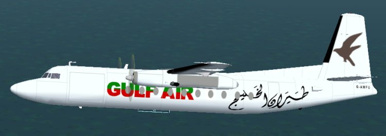Fs2002 Fokker 27-500 Gulf Air A Textures Repaint Of Mike Stones Original Model, In Gulf Ai