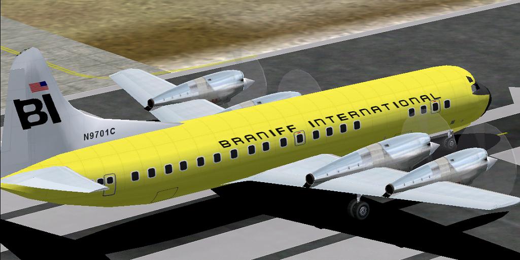 Fs2002 Braniff Yellow L188 Electra This Is A Textures Repaint Of Chris Buffs Great Gmax L1