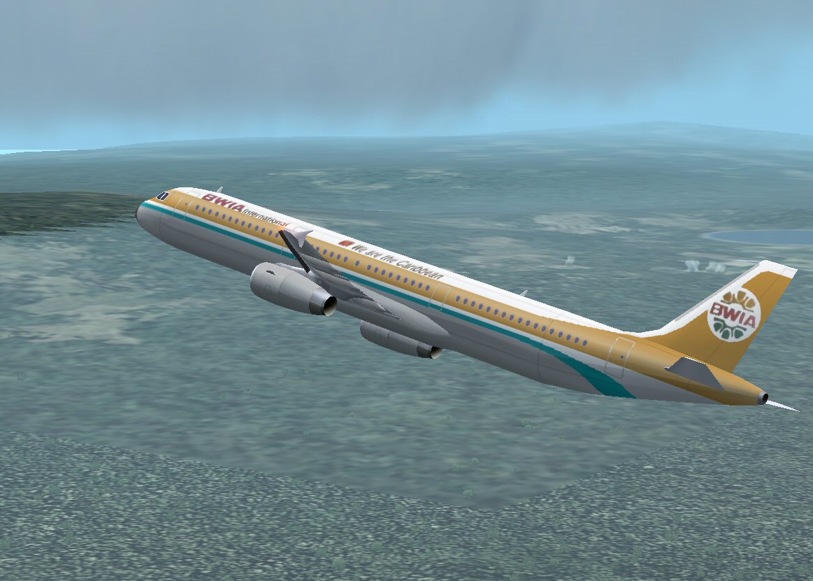 Airbus A321V25 In Bwia British West Indies Airlines Livery; With 32-Bit Reflective Texture