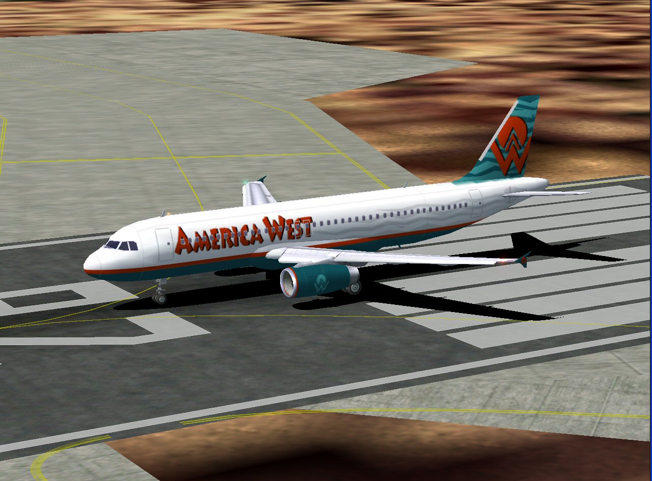 Fs2002 Airbus A320V25 In America West Airlines Livery; With 32-Bit Textures