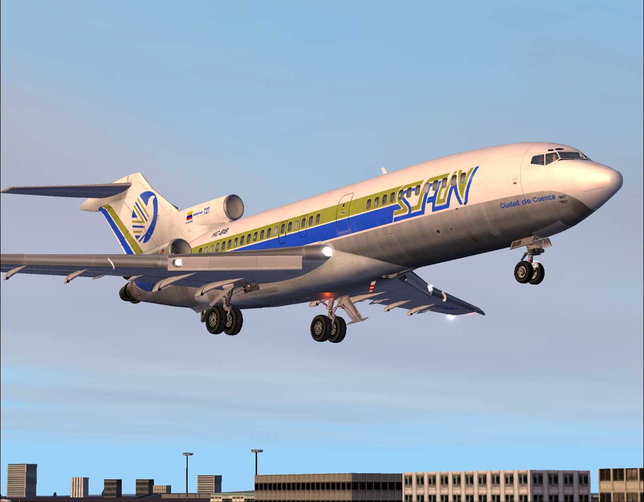 Fs2002 Boeing 727 San Ecuador, (1993) Bf San 727-17 Ciudad De Cuenca, Registration Hc-Bib,