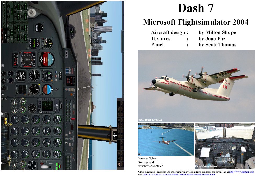 Fs2004 Manual/Checklist De Havilland Dash 7