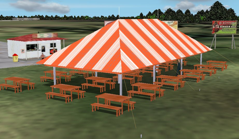 Fs2004/2002 Large Tent (Choice Of Blue Or Tangerine) And Picnic Table In Api Macro Format