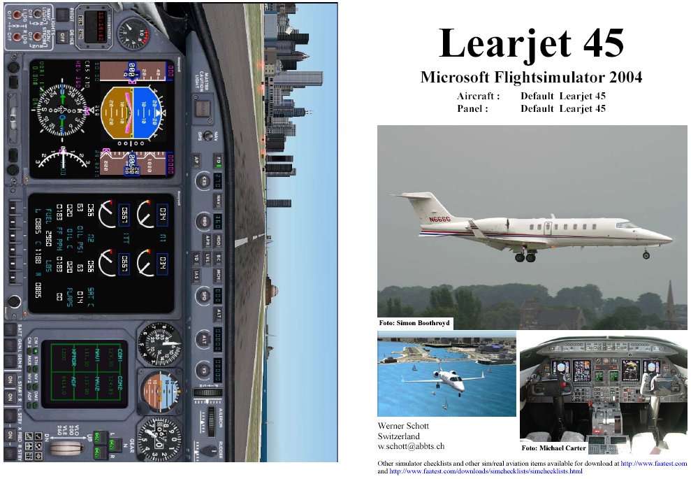 Fs2004 Manual/Checklist Default Learjet 45