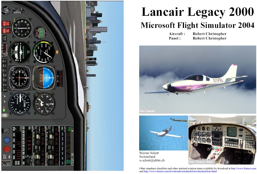 Fs2004 Manual/Checklist Lancair Legacy 2000