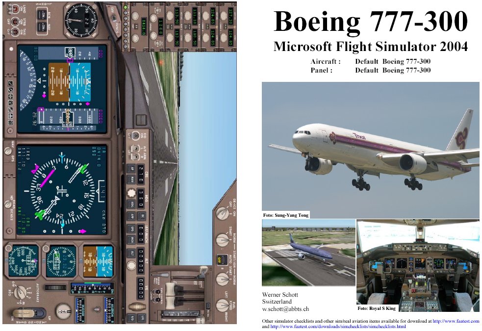 Fs2004 Manual/Checklist Default B-777-300