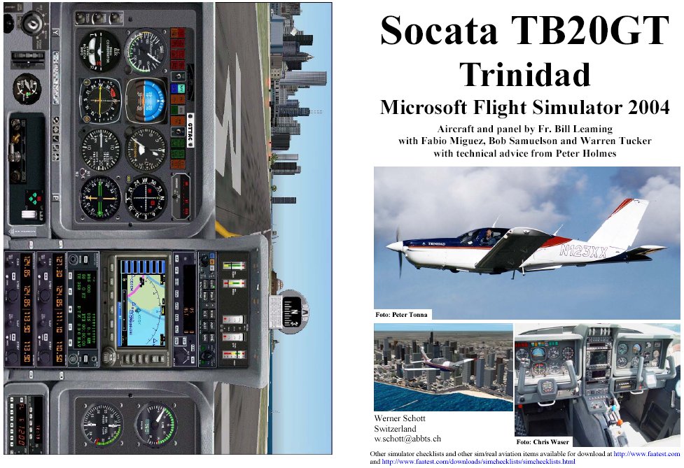 Fs2004 Manual/Checklist Socata Tb20Gt Trinidad