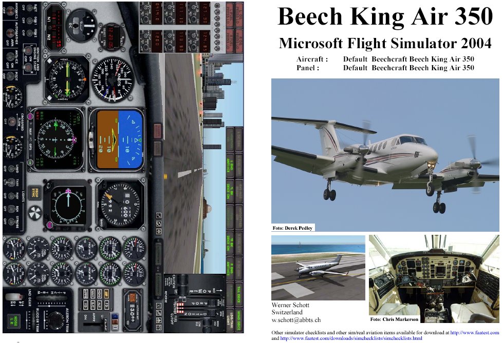 Fs2004 Manual/Checklist Default Beech King Air 350