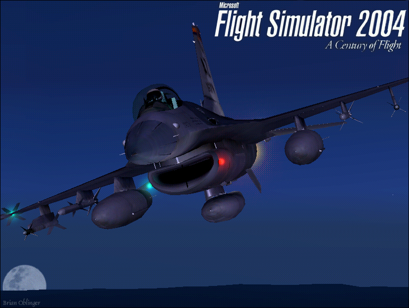 Flight Simulator 2004 Splash Screen With F-16 (Long Range Configuration) In Full Afterburn