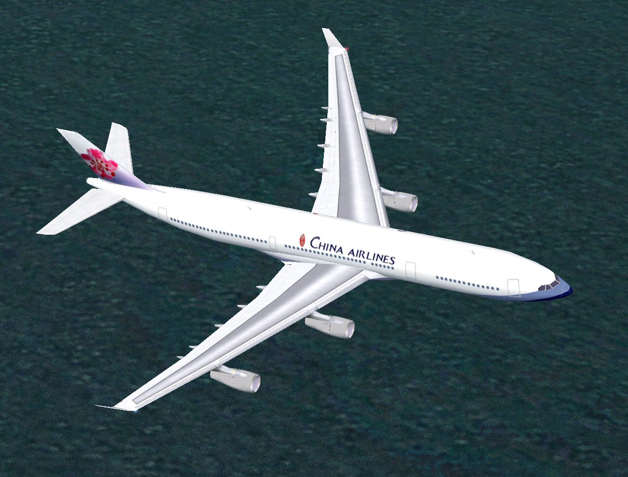 Airbus A340-300 In China Airlines Livery, Repainted In 32-Bit Textures