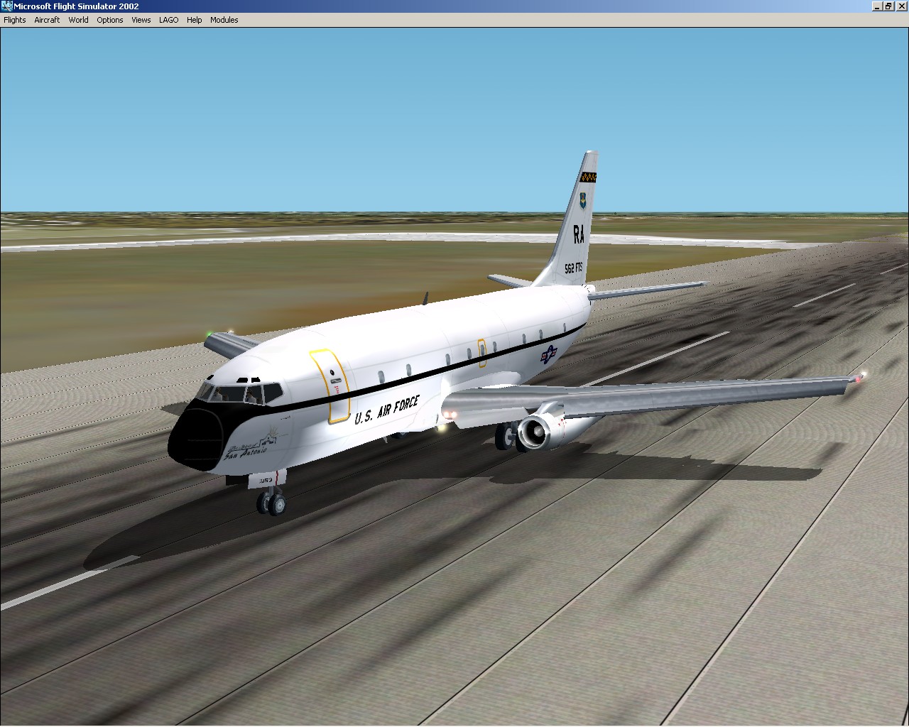 Fs2002/Fs2004 Usaf Boeing T-43A Sn: 73-1153 The Spirit Of San Antonio Is Flown By The Comm