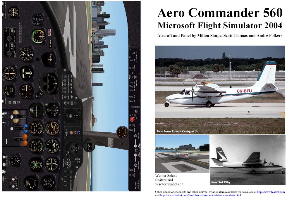 Fs2004 Manual/Checklist Aero Commander 560