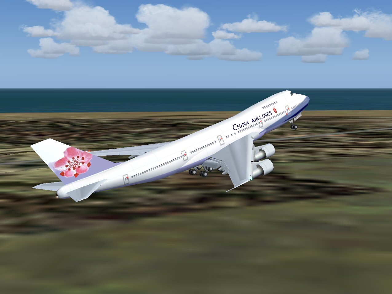 Boeing 747-200 In China Airlines Livery, Repainted In 32-Bit Textures