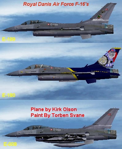 Repaints Of Kirk Olsons F-16 Viper These Repaints Are Of Royal Danish Air Force F-16S E-00