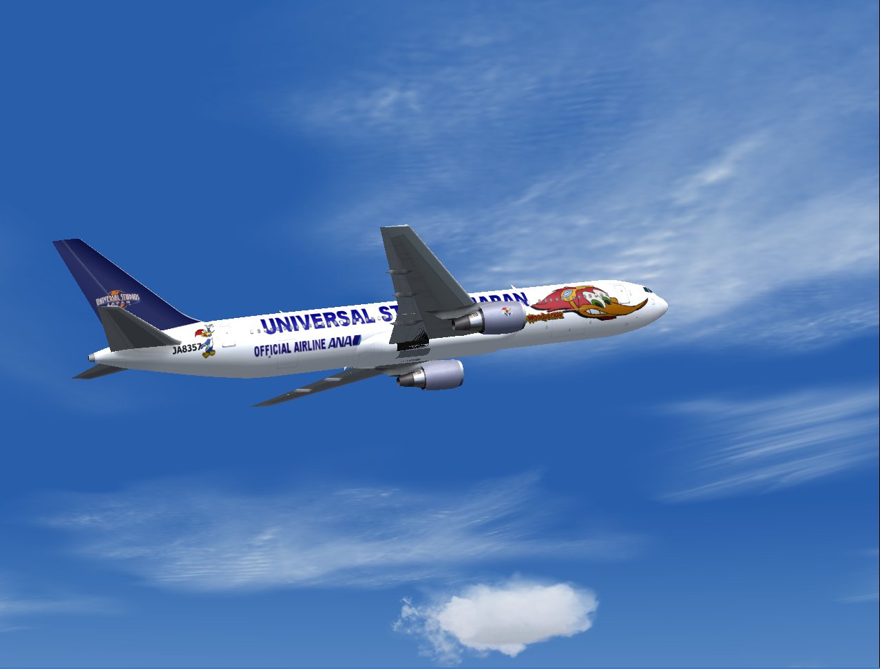 Boeing 767-300Er In Ana Woody Woodpecker Livery; Repainted In 32-Bit Textures