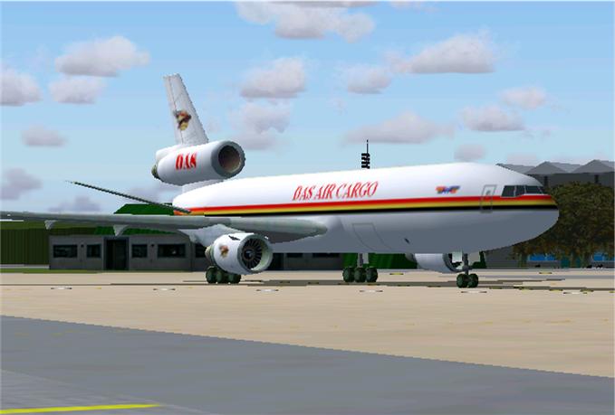 Fs2004 Douglas Dc-10-30F Das Air Cargo A Gmax Model Which Is Ai Compatible And Atc Recogni