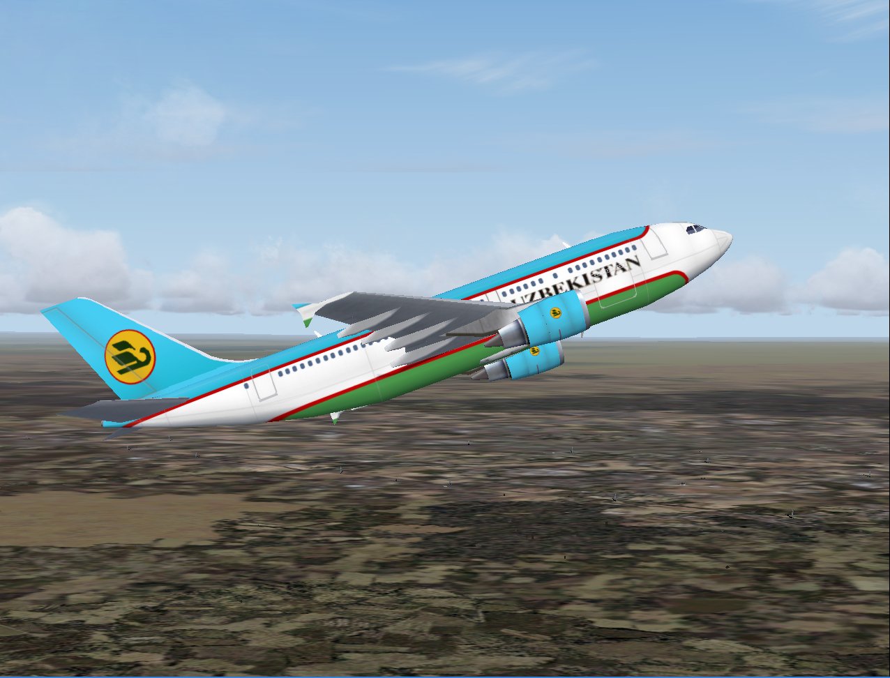 Fspainter Airbus A310Ge In Uzbekistan Airlines Livery; Repainted In 32-Bit Dirty Textures