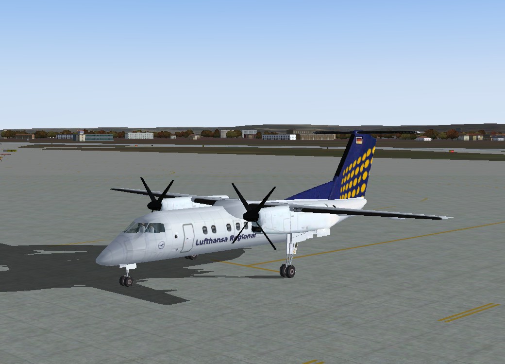 Textures Repaint Of The Default Dash 8-100 In Lufthansa Regional Colors, Fictional Registr