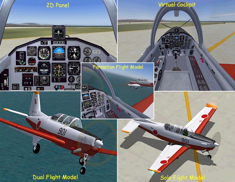Fs2004/2002 Jasdf Fuji T-7 Japan Air Self Defense Force New Primary Trainer Fuji T-7 V2.00