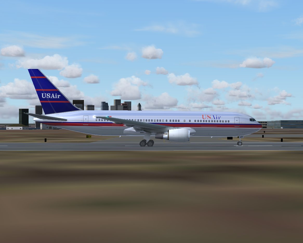 Boeing 767-201Er In Usair Old Livery; Repainted In 32-Bit Chrome Textures