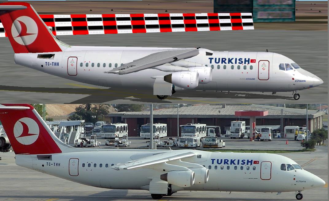 Turkish Airlines/Avroliner Rj100/Tc-Thh/Kutahya Original Aircraft Model Bae 146-300 V.5.0