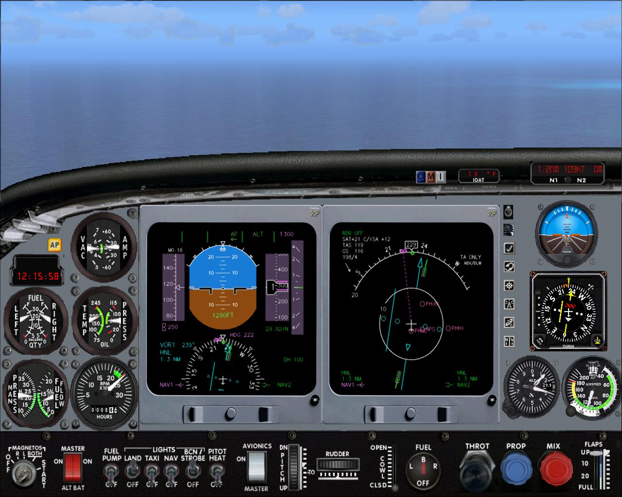 A Partial 2D Glass Cockpit Based On The Default Cessna 182 Skylane