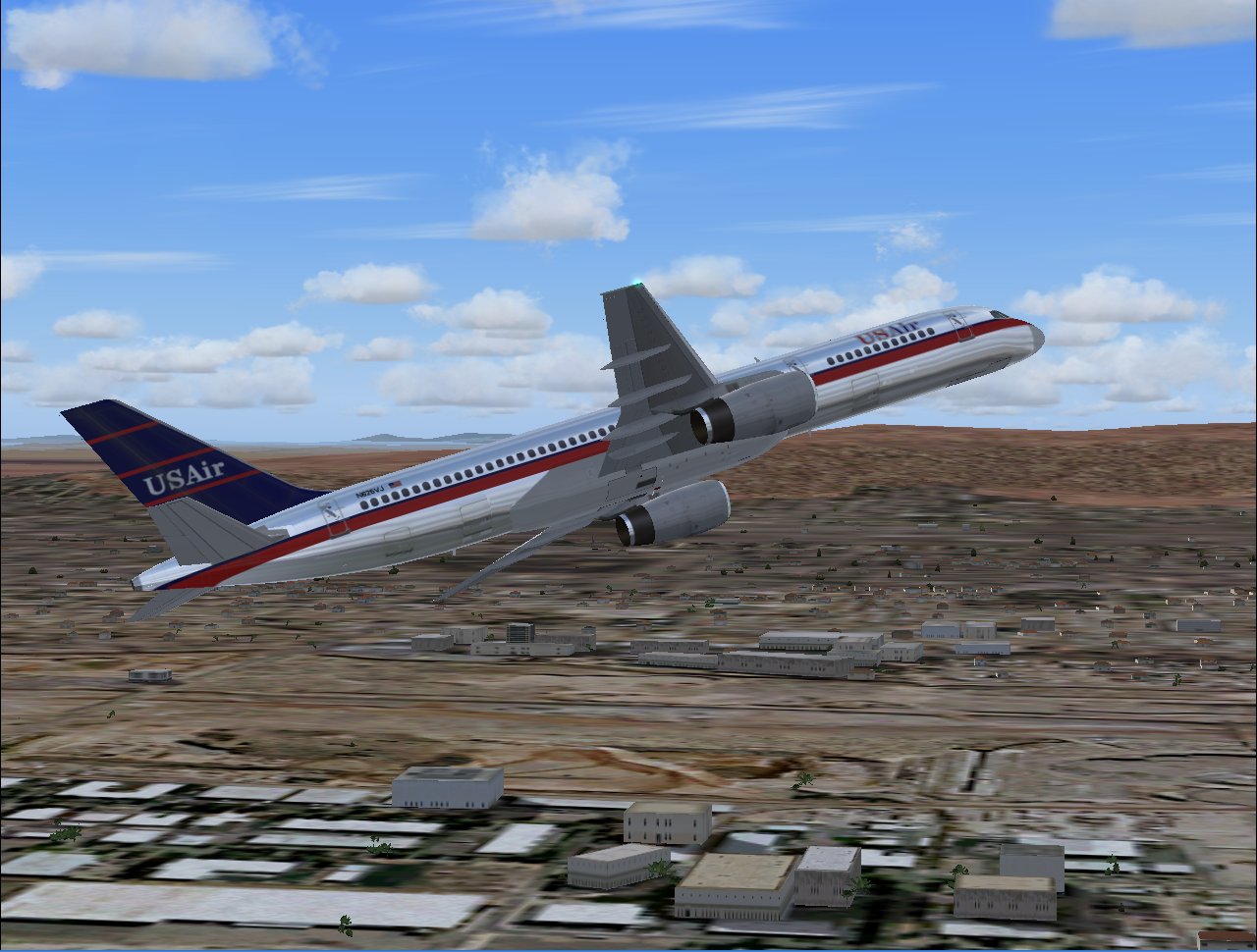 Boeing 757-2B7 Of Us Air, Registration #N625Vj; Repainted With 32-Bit Chrome Textures For