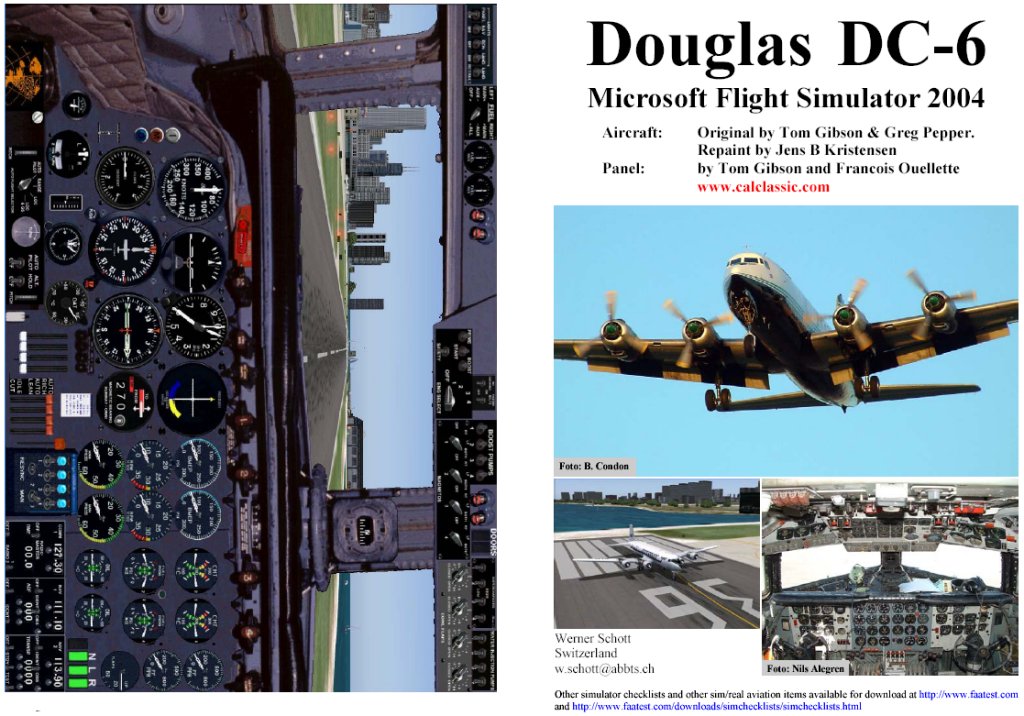 Fs2004 Manual/Checklist Douglas Dc-6