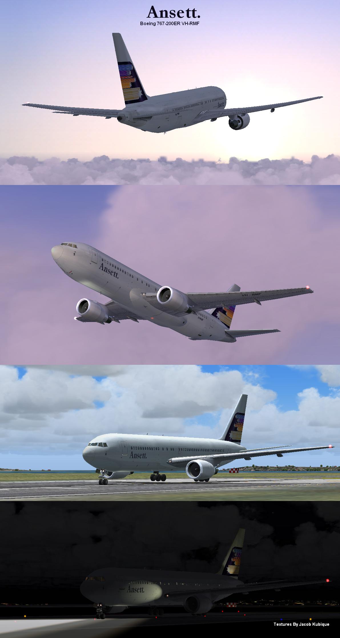Project Opensky Boeing 767-200 V3 For Fs2002 Exclusively Ansett Vh-Rmf This Aircraft Is Ma
