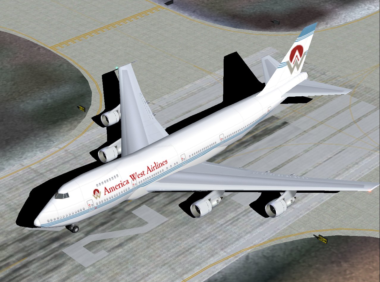 Boeing 747-200 In America West Airlines 1980S Livery, For Ai; And Painted In 32-Bit Textur