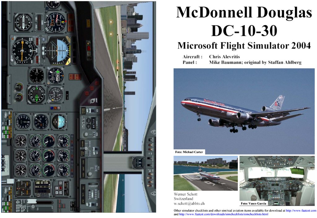 Fs2004 Manual/Checklist Mcdonnell Douglas Dc-10-30