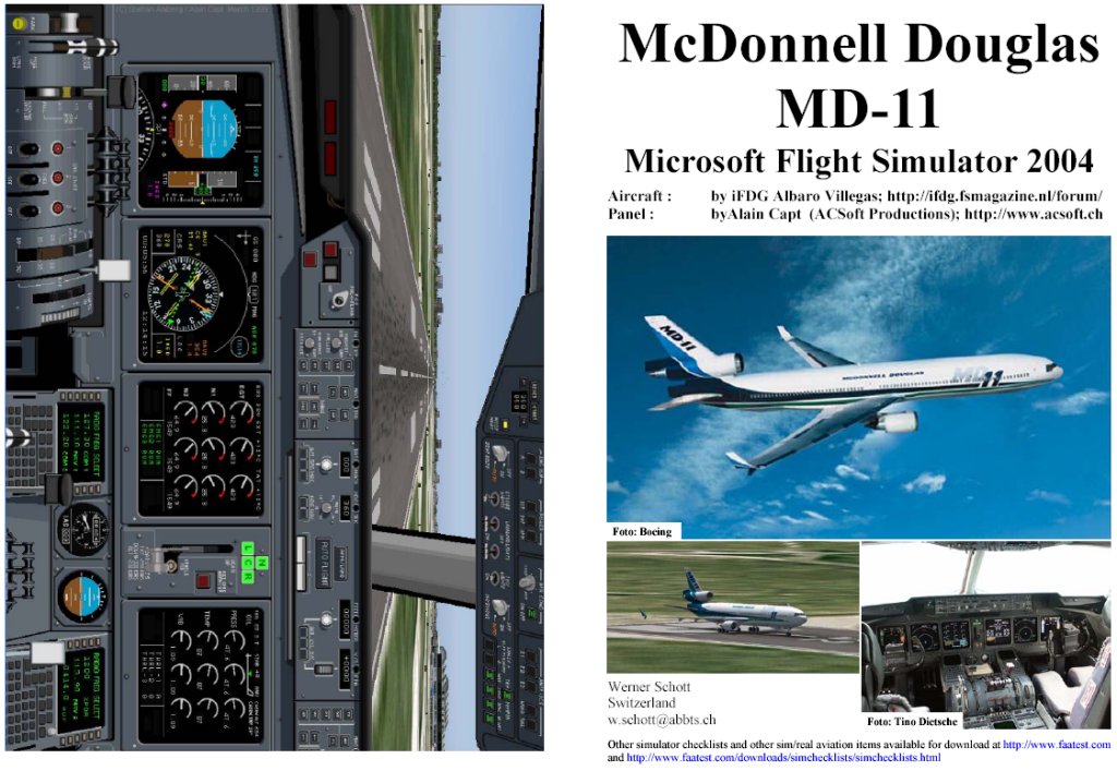 Fs2004 Manual/Checklist Mcdonnell Douglas Md-11