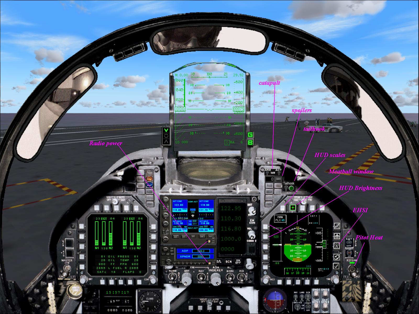 Fs2004 F/A-18C Panel With Integrated Aircraft Carrier Catapult And Arresting Gear Instrume