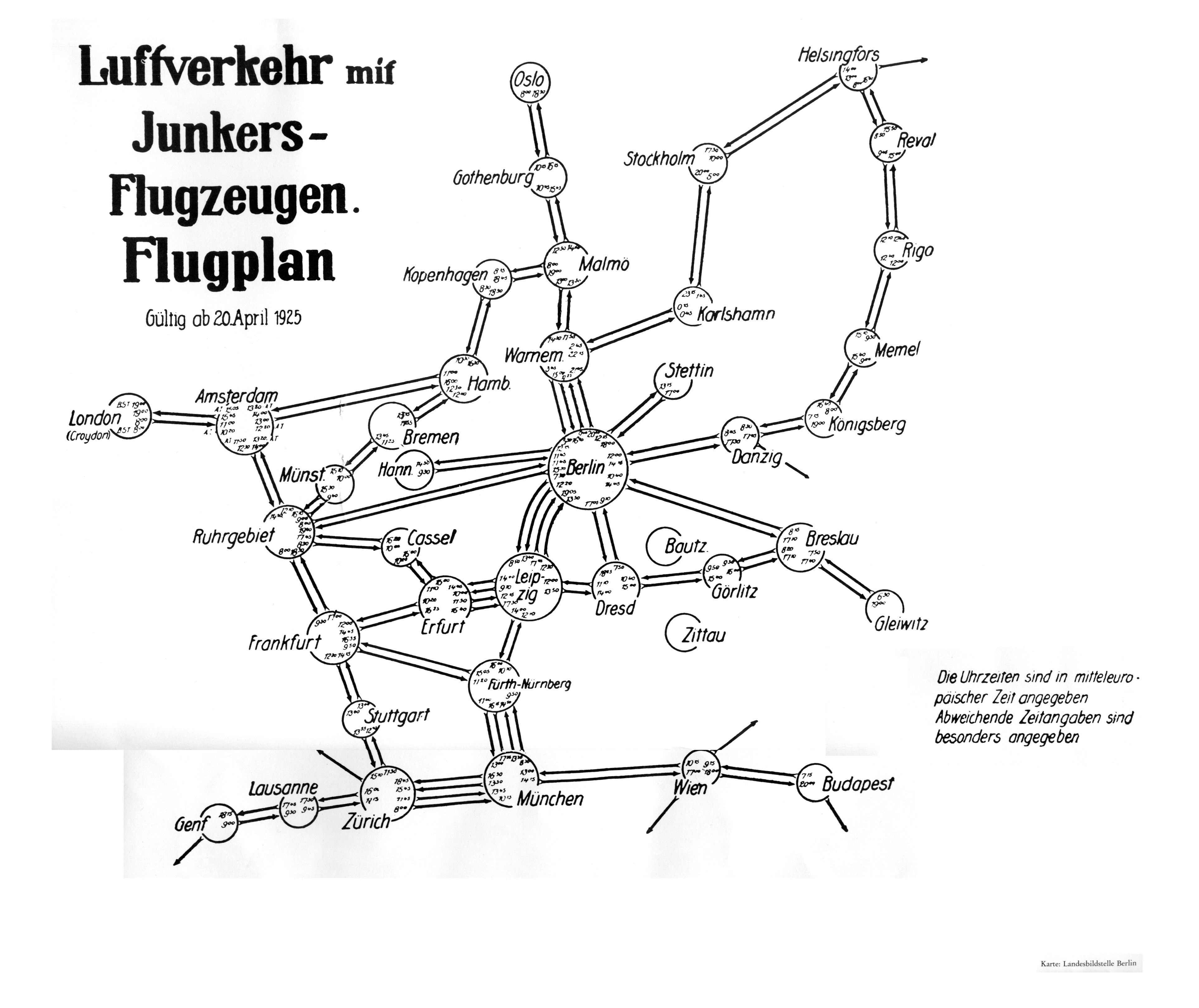 Junkers Flightplan From April 20, 1925 Hi While Strolling Through Berlin, I Happened Upon