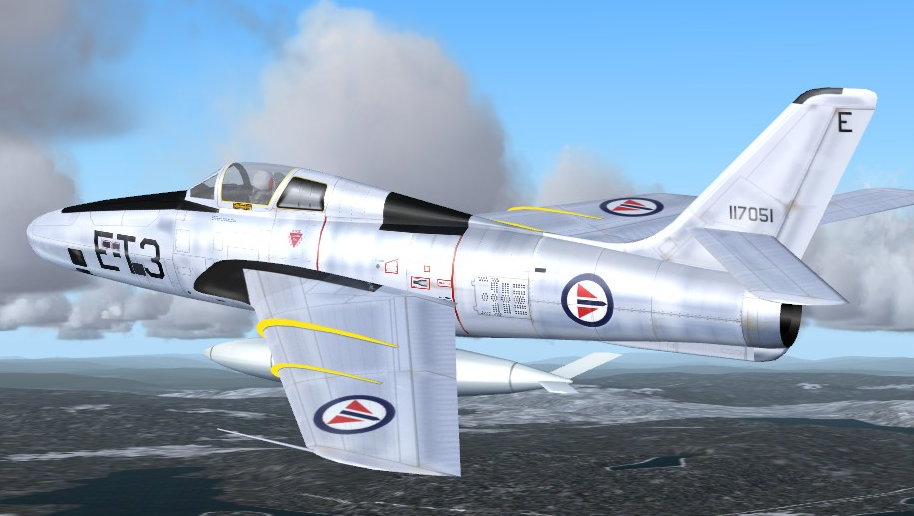 Fs2004 Republic Rf-84F Thunderflash Rnoaf Mono-Post Picture Reconnaissance Fighter Used By