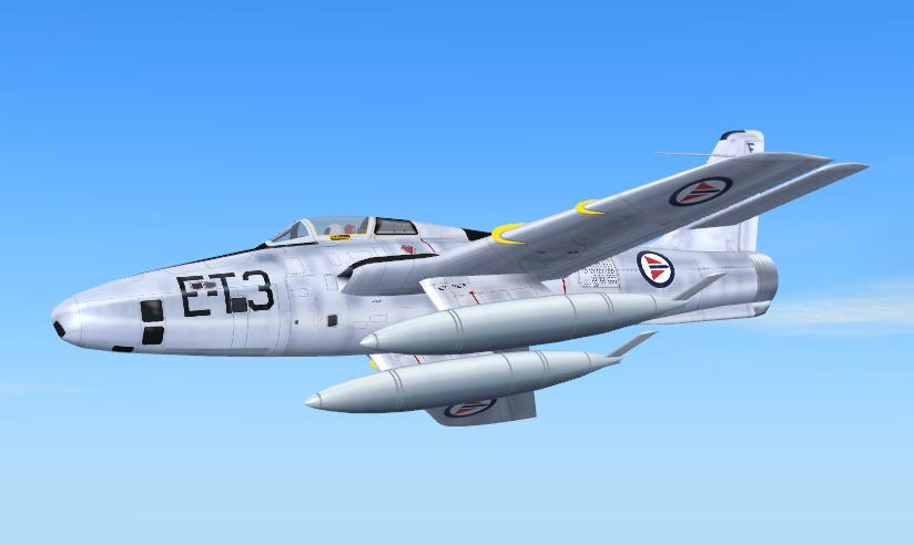 Fs2004 Republic Rf-84F Thunderflash Rnoaf Mono-Post Picture Reconnaissance Fighter Used By