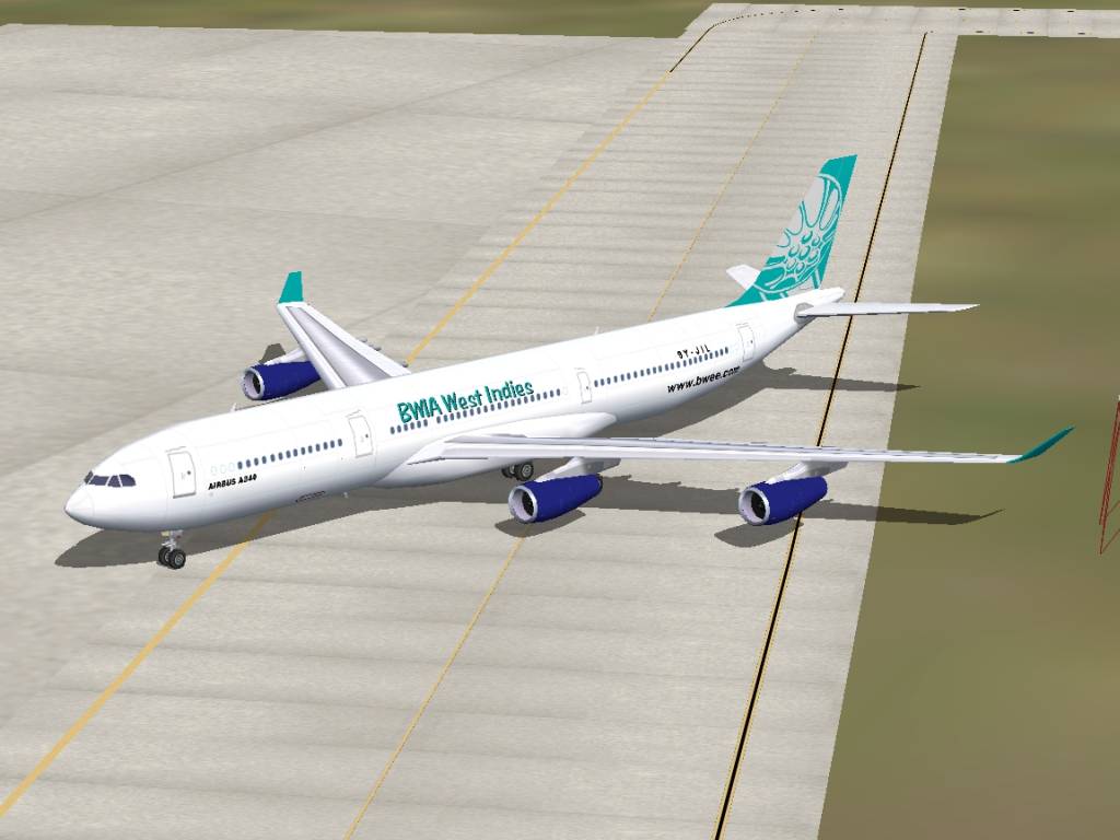 Fs2002 Bwia West Indies Airways Airbus 340-300, Registration 9Y-Jil (The Mixed-Colour Sche