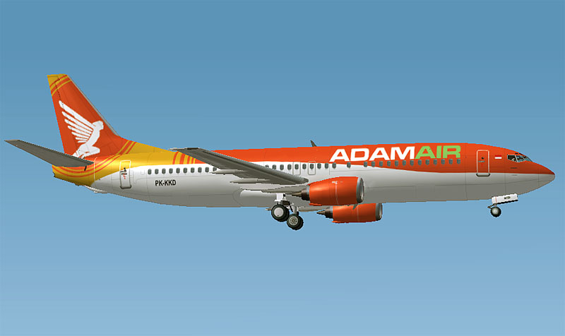 Boeing 737-400 Adam Air Pk-Kkd Model By Ffx And Repainted High Detail By Me For Contact :
