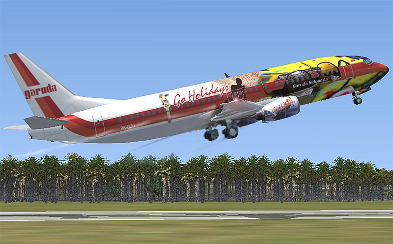Boeing 737-400 Garuda Indonesia Go Holidays Pk-Gzg Model By Ffx And Repainted High Detail